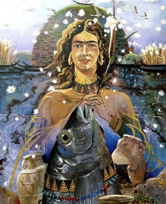 painting by the Iraqi Artist Aziz aldahar called "Ishan" as it depicts the legendary story of "Ishan Hafez".